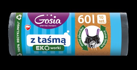AGD GOSIA 3831 Worki na śm. 60l z taśmą a10szt EKO b.mocne grafit/12 6733 AGD GOSIA 3831 Worki na śm. 60l z taśmą a10szt EKO b.mocne grafit/12 6733