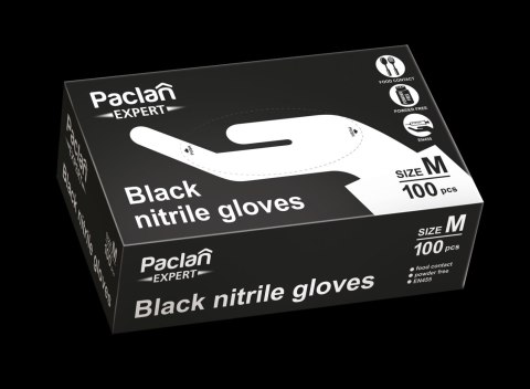 AGD Paclan 37893 Rękawice nitryl EXPERT czarne M 100szt/10 137895 137894
