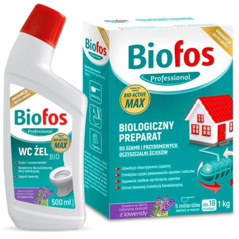Biofos zestaw proszek 1kg+żel WC BIO 500ml Biofos zestaw proszek 1kg+żel WC BIO 500ml