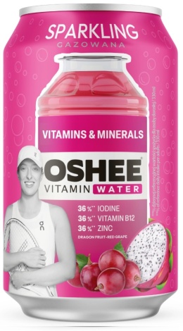 OSHEE Vitamin Water Sparkling witaminy i minerały czerwona winogrona i dragonfruit 330 ml